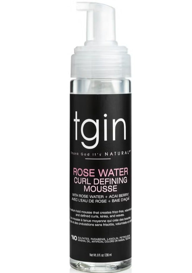 Thank God It's Natural Rose Water Sulfate-Free Defining Mousse for Natural Hair for Curls - Kinks - Waves With Rose Water + Acai Berry 236ML